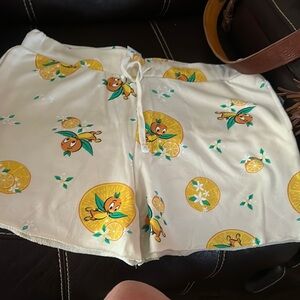 Disney White and Orange Athletic Shorts with Duck Design